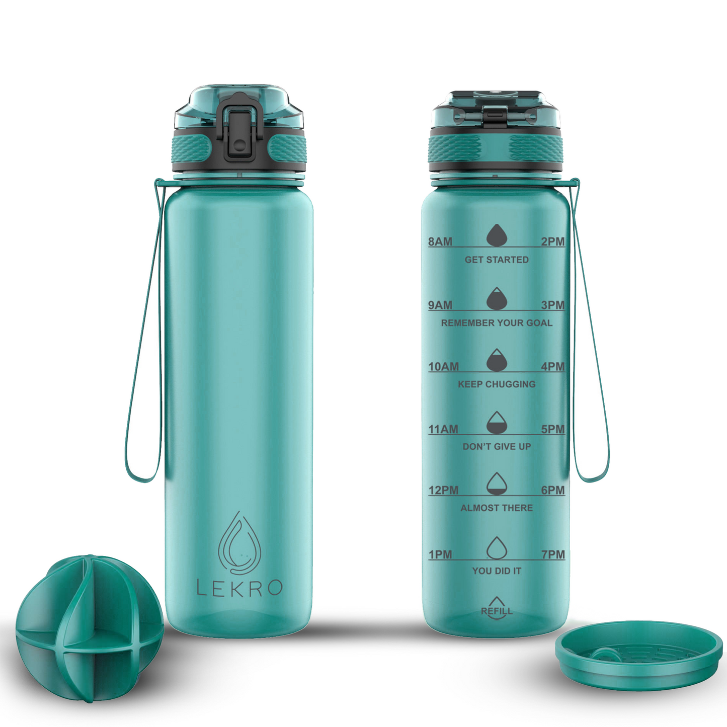 Waterfles met Tijdmarkeringen - Turquoise
