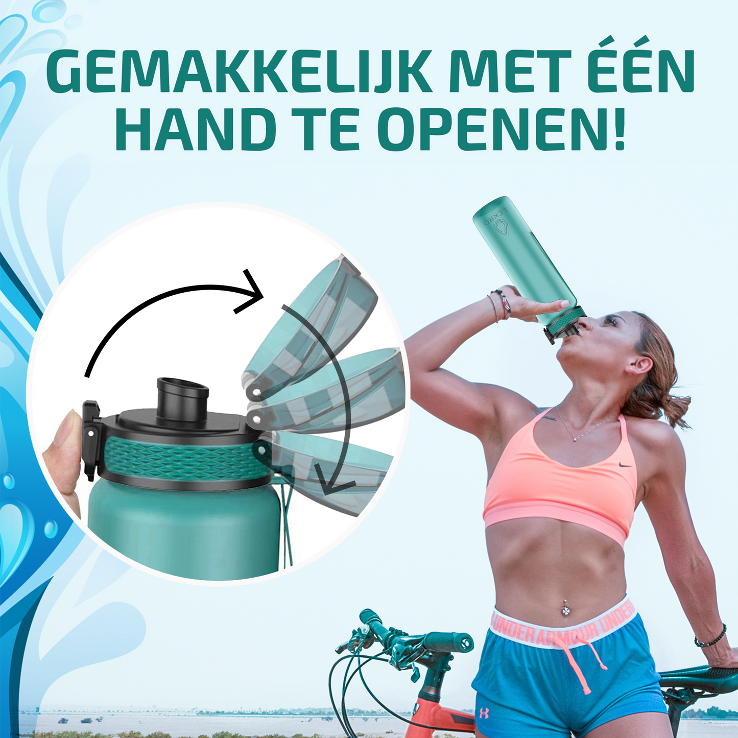 Waterfles met Tijdmarkeringen - Turquoise