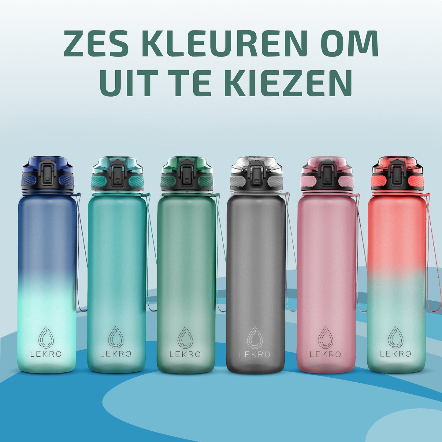 Waterfles met Tijdmarkeringen - Turquoise