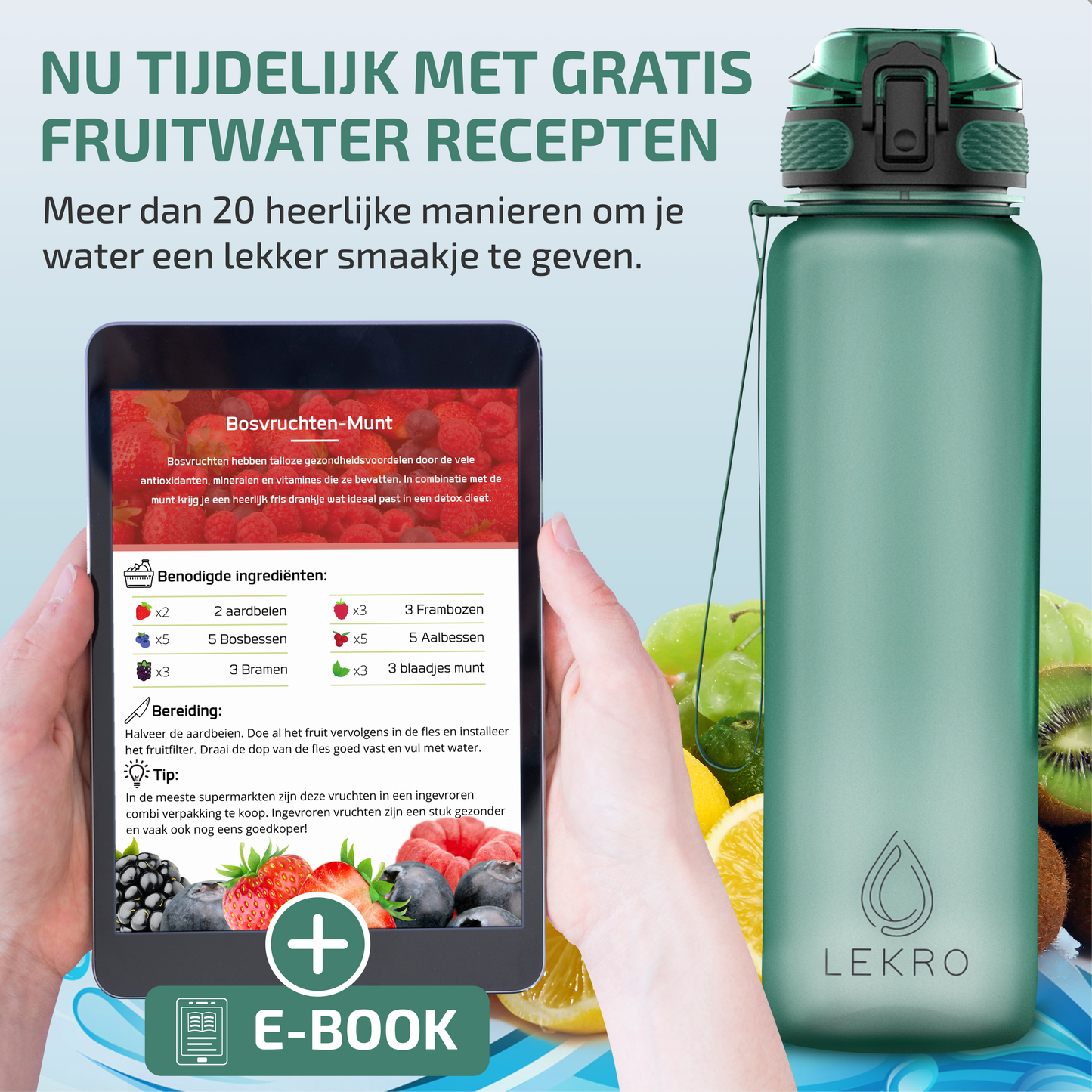 Waterfles met Tijdmarkeringen - Groen