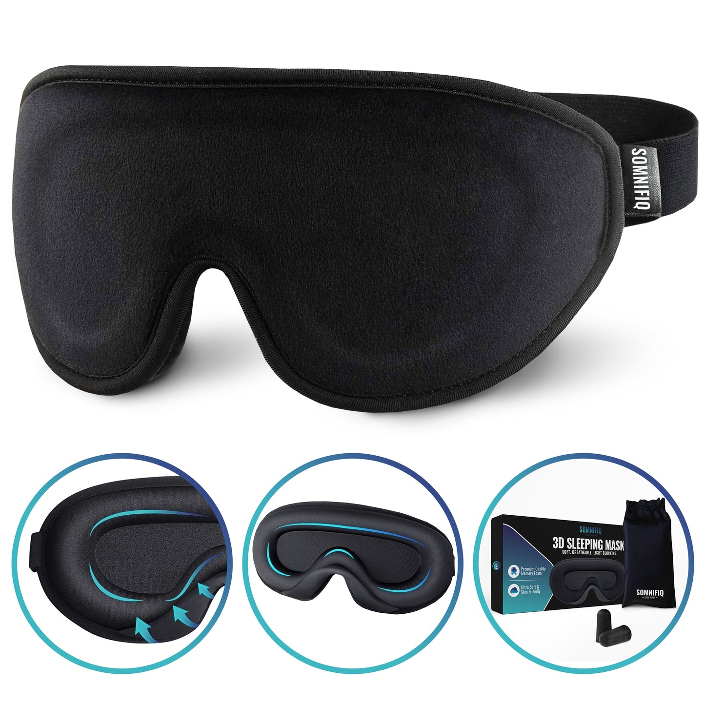 Somnifiq 3D Slaapmasker - Traagschuim - 100% Verduisterend