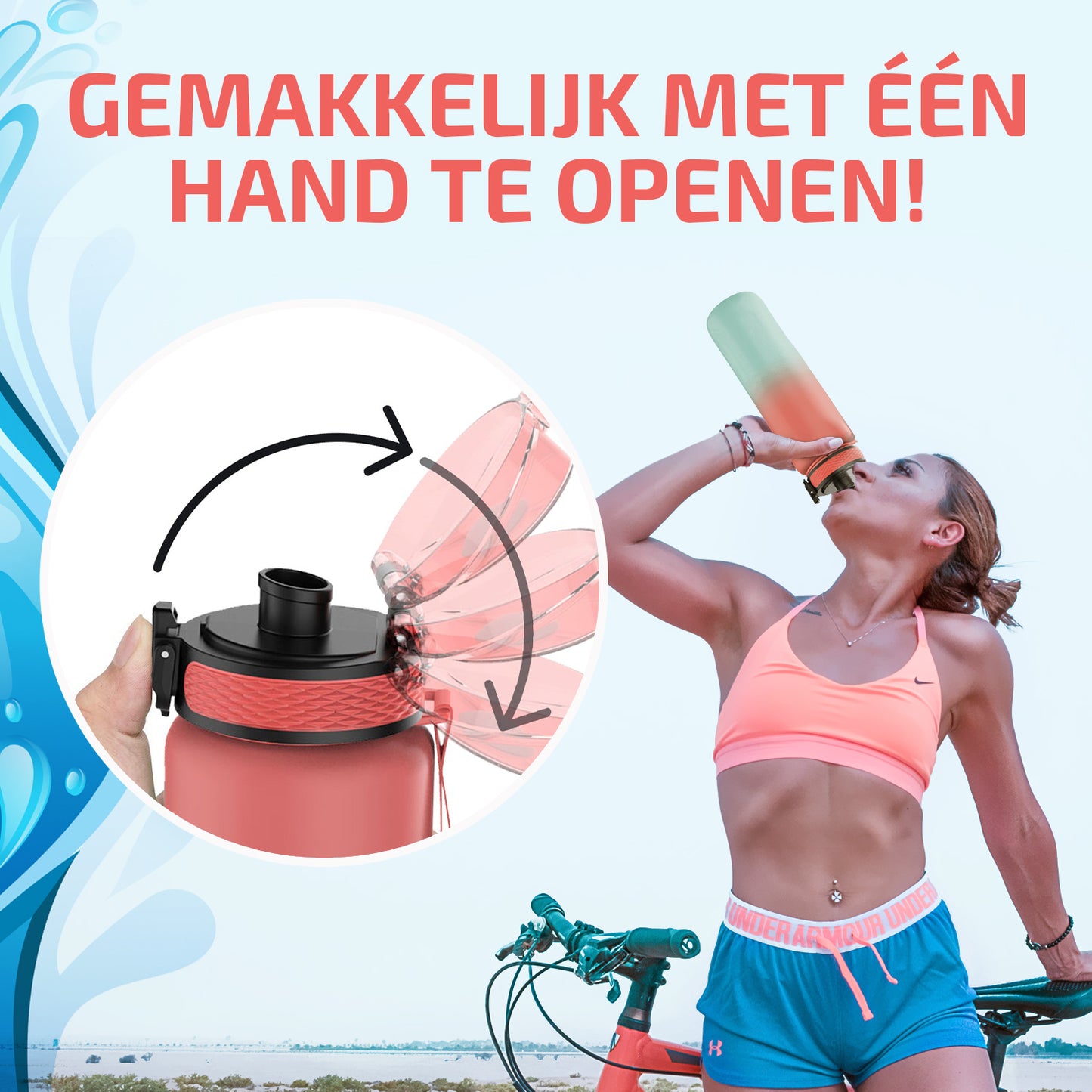 Waterfles met Tijdmarkeringen - Roze/Blauw