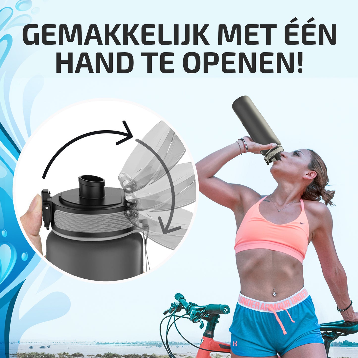 Waterfles met Tijdmarkeringen - Grijs