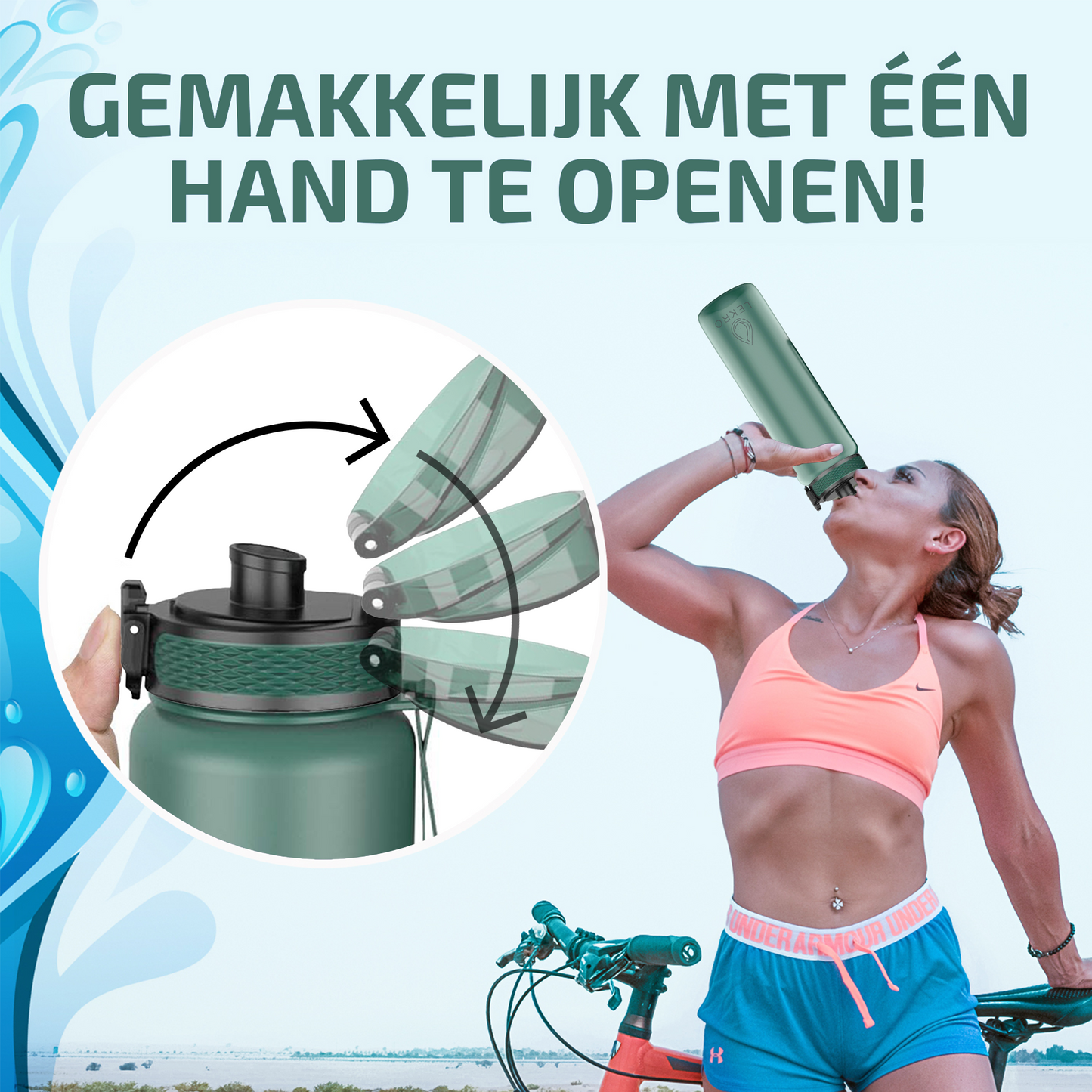 Waterfles met Tijdmarkeringen - Groen