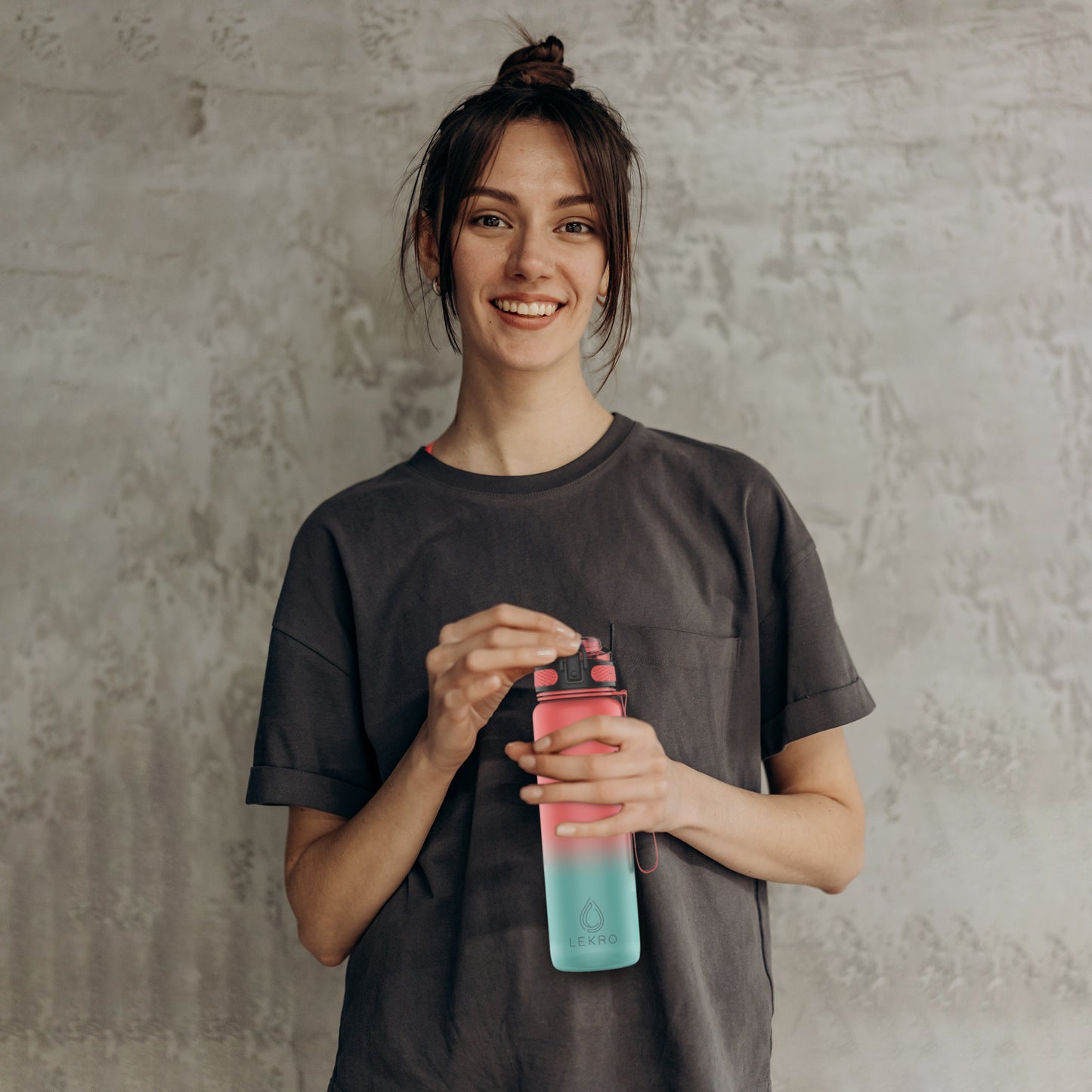 Waterfles met Tijdmarkeringen - Roze/Blauw