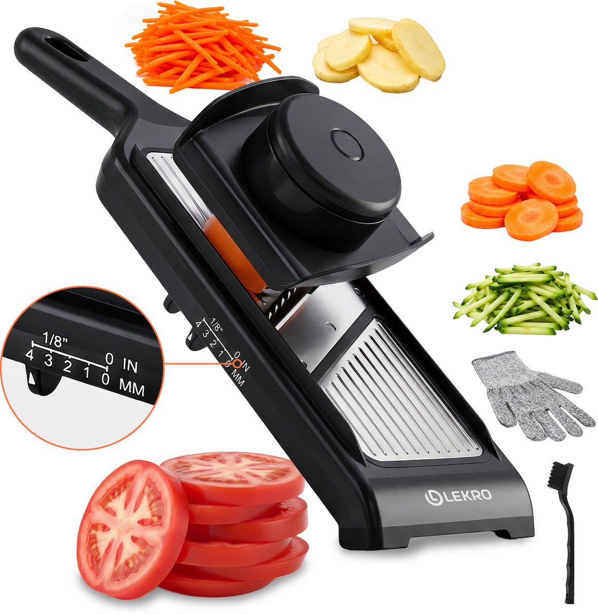 Handmandoline met 4 diktes (1 mm-4 mm)