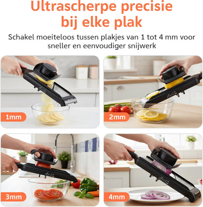 Handmandoline met 4 diktes (1 mm-4 mm)