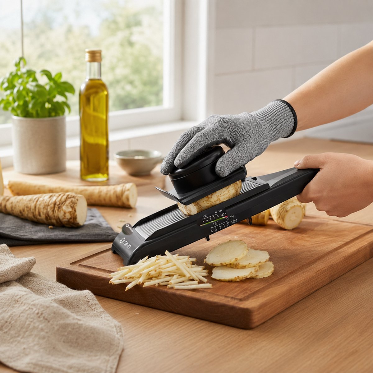 Handmandoline met 4 diktes (1 mm-4 mm)