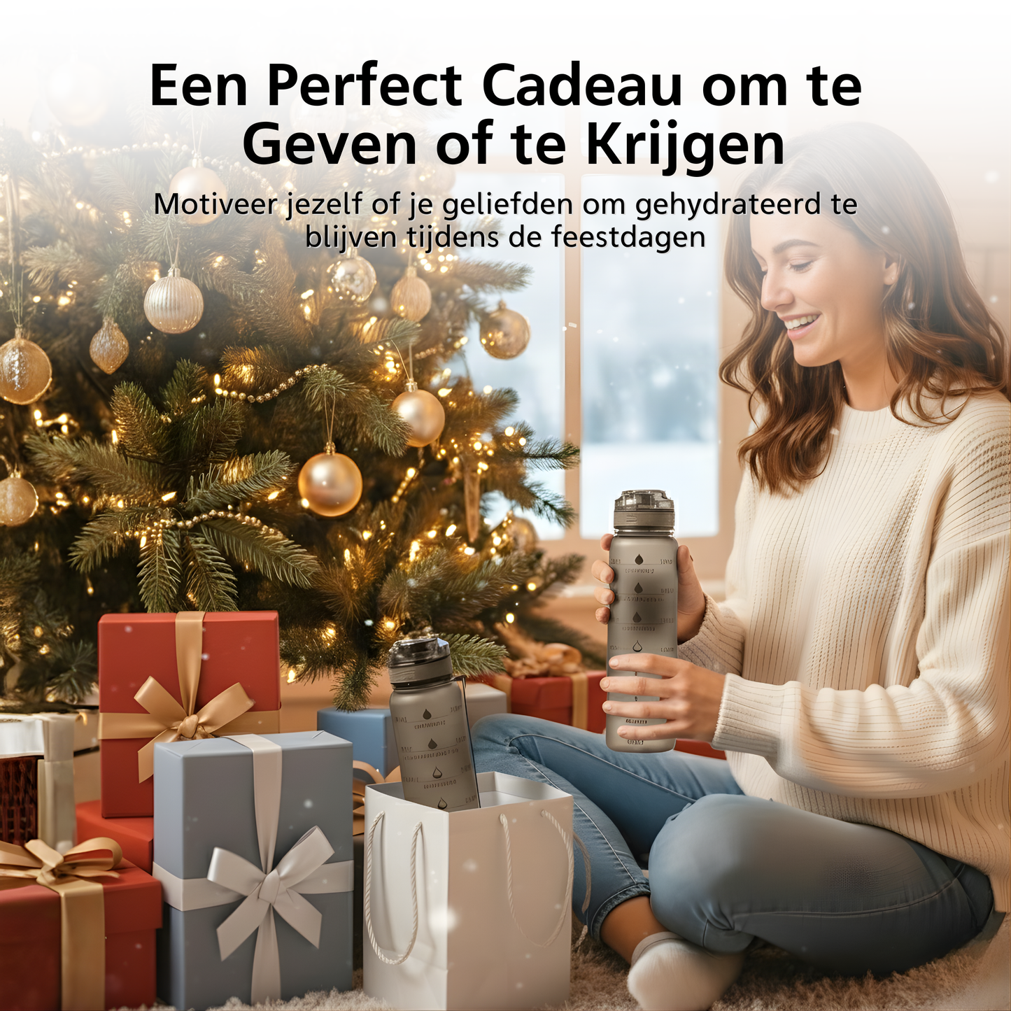 Wasserflasche mit Zeitmarkierungen – Grau