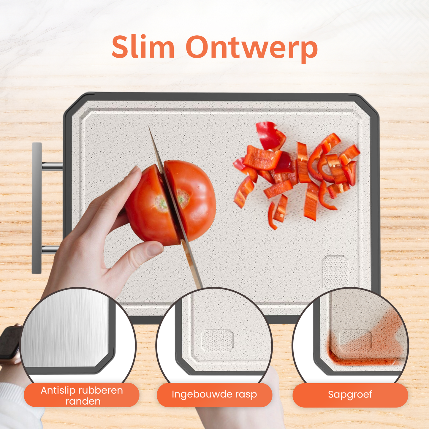 2-in-1 Titanium Snijplank Dubbelzijdig met Tarwestro