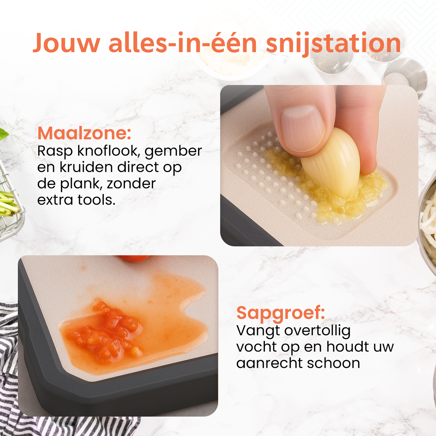 2-in-1 Titanium Snijplank Dubbelzijdig met Tarwestro