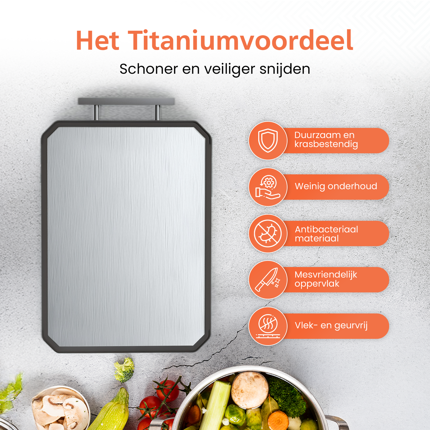 2-in-1 Titanium Snijplank Dubbelzijdig met Tarwestro