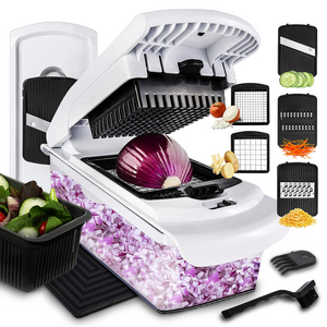 12-teiliger Gemüseschneider mit Glasauflaufform